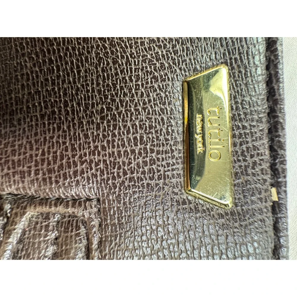 Tutilo New York‎ Tech Clutch Espresso Brown Pebbled Faux Leather Cable Pouch Bag